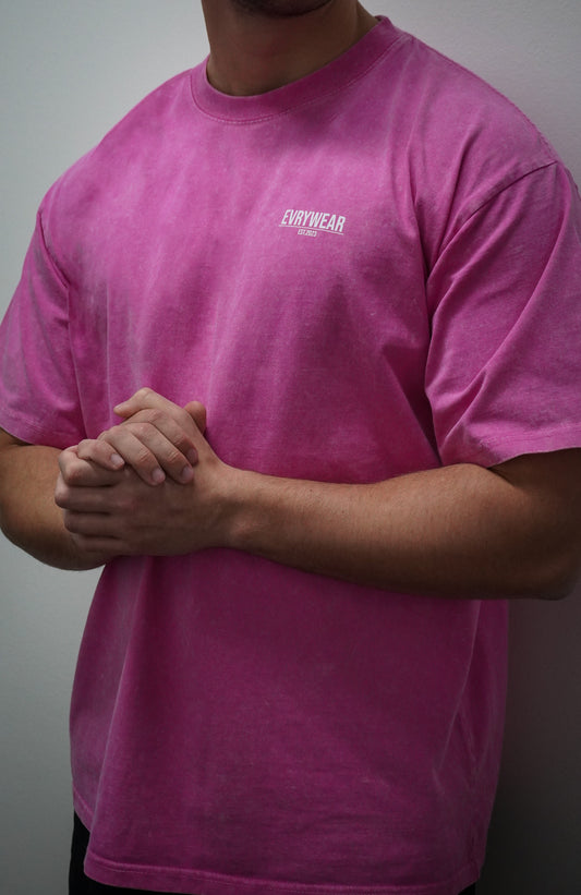 EVRYWEAR Pink Acid Wash Oversized T-Shirt - EVRYWEAR